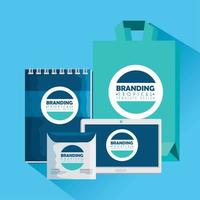 notebook with labelt and cd envelope with product bag vector