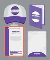 set cap with notebook and clipboard with business paper vector