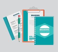 business clipboard with notebook and business pepers with pencil vector