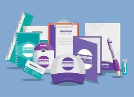 cd inside envelope with notebooks and business clipboard with document vector