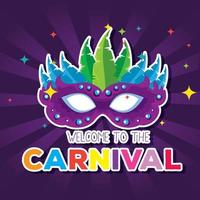 traditional mask with feathers decoration to carnival celebration vector