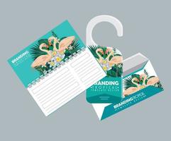 tropical notebbok style with door label and envelope vector