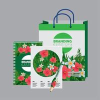 tropical notebook design with document and bag vector