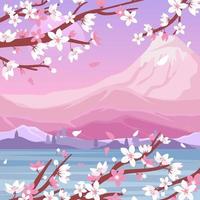 Pink Peach Blossom in Spring vector