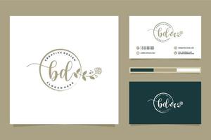 Initial BD Feminine logo collections and business card templat Premium Vector