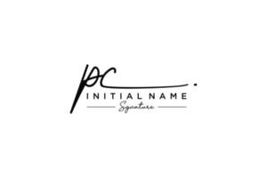 Initial PC signature logo template vector. Hand drawn Calligraphy lettering Vector illustration.