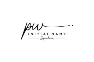 Initial PW signature logo template vector. Hand drawn Calligraphy lettering Vector illustration.
