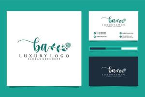 Initial BA Feminine logo collections and business card templat Premium Vector