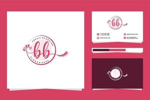 colecciones iniciales de logotipo femenino bb y vector premium de plantilla de tarjeta de visita
