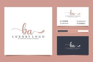 Initial BA Feminine logo collections and business card templat Premium Vector