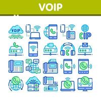 Voip Calling System Collection Icons Set Vector