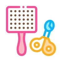 Pet Comb and Scissors Icon Vector Outline Illustration