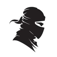 icono de vector ninja. logotipo mínimo simple de asesino encapuchado. guerrero japonés aislado idea de sigilo