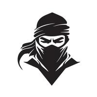 Ninja vector icon. Simple minimal logo of hooded assassin. Isolated japanese warrior idea of stealth