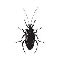 Cockroach, black and white vector icon. Pest control logo. Creepy bug with wings.