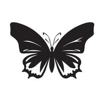 Butterfly minimal black and white vector icon. Beautiful tattoo silhouette. Sketch of winged animal.