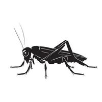 Grasshopper black and white vector icon. Minimal simple bug illustration. Black silhouette  insect