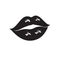 Lips black and white vector icon. Minimal modern beauty logo. Clean isolated taste of love.