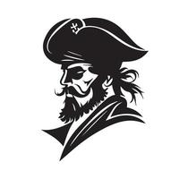 Pirate head minimal modern icon. Simple black and white vector illustration of angry captain.