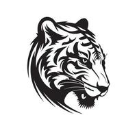 Tiger head minimal vector icon. Isolated predator illustration. Mascot silhouette of wild animal.