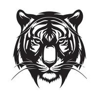 Tiger head minimal vector icon. Isolated predator illustration. Mascot silhouette of wild animal.