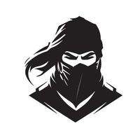 Ninja vector icon. Simple minimal logo of hooded assassin. Isolated japanese warrior idea of stealth