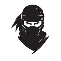 Ninja vector icon. Simple minimal logo of hooded assassin. Isolated japanese warrior idea of stealth