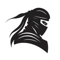 Ninja vector icon. Simple minimal logo of hooded assassin. Isolated japanese warrior idea of stealth