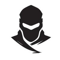 Ninja vector icon. Simple minimal logo of hooded assassin. Isolated japanese warrior idea of stealth