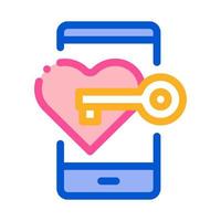 Key to Heart Icon Vector Outline Illustration