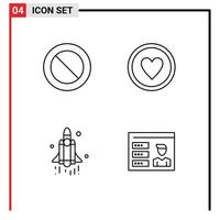 Mobile Interface Line Set of 4 Pictograms of ban space achievement wreath account Editable Vector Design Elements