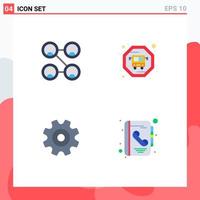 4 User Interface Flat Icon Pack of modern Signs and Symbols of connections address bus gear contact Editable Vector Design Elements