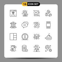 16 Universal Outlines Set for Web and Mobile Applications internet garbage school environment eco Editable Vector Design Elements