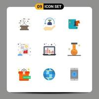 User Interface Pack of 9 Basic Flat Colors of laptop presentation safe businessman planning Editable Vector Design Elements