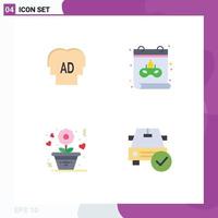 Stock Vector Icon Pack of 4 Line Signs and Symbols for elementary romance brian date car Editable Vector Design Elements