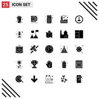 Pack of 25 Modern Solid Glyphs Signs and Symbols for Web Print Media such as interface industrial mining factory phone Editable Vector Design Elements