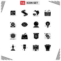 Pictogram Set of 16 Simple Solid Glyphs of computer concept pocket business plan pollution Editable Vector Design Elements