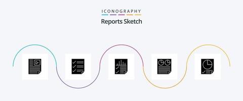Reports Sketch Glyph 5 Icon Pack Including page. data. page. seo. page vector