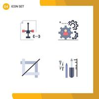 Modern Set of 4 Flat Icons and symbols such as coding teamwork document people design Editable Vector Design Elements