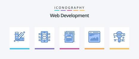 Web Development Blue 5 Icon Pack Including find. diagnostic. chart. chart. chart. Creative Icons Design vector