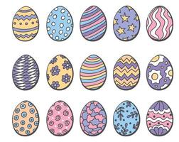 Set of hand drawn multi colored easter eggs vector