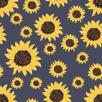 Seamless pattern with yellow sunflowers on blue background vector