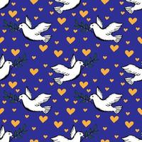 Seamless pattern with a flying bird as a symbol of peace in blue and yellow colors of ukrainian flag vector