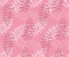 Floral seamless pattern, burgundy and white twigs with leaves on pink background vector