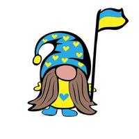 Cute gnome girl with flag of Ukraine vector