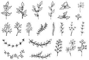 Set of simple plant in doodle style vector