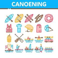 Canoeing Collection Elements Icons Set Vector