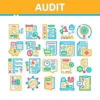 Audit Finance Report Collection Icons Set Vector