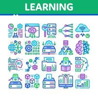 Machine Learning Ai Collection Icons Set Vector