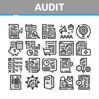 Audit Finance Report Collection Icons Set Vector